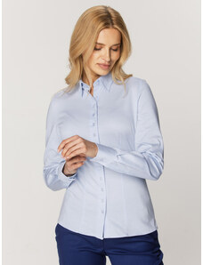Willsoor Camisa para mujer en color azul claro de punto suave 16105