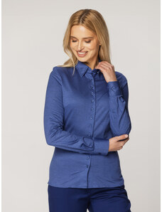 Willsoor Camisa para mujer en color azul oscuro de punto suave 16103