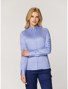 Willsoor Camisa para mujer en color azul de punto suave 16102