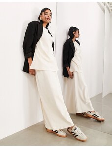 Falda recta larga color crema de tejido grueso texturizado premium de ASOS EDITION (parte de un conjunto)-Beis neutro