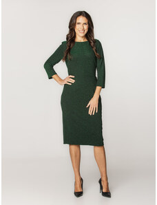 Willsoor Elegante vestido midi brillante para mujer en color verde oscuro 16073