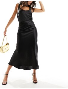 Falda larga negra de satén de Kaiia-Negro