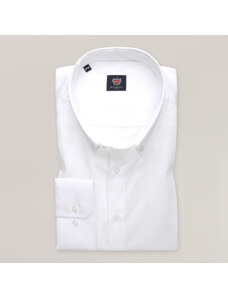 Willsoor Camisa blanca clásica para hombre con patrón suave y cuello abotonado 16135