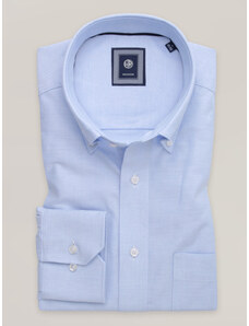 Willsoor Camisa clásica azul claro para hombre con estampado liso 16179