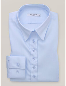 Willsoor Camisa azul claro para mujer con cuello de botones oculto 16173