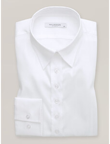 Willsoor Camisa blanca para mujer con cuello de botones oculto 16171