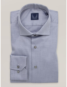 Willsoor Camisa slim fit para hombre con pequeño estampado azul oscuro 16203