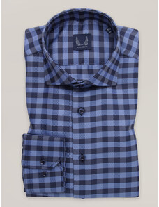 Willsoor Camisa slim fit para hombre con estampado de cuadros escoceses azul oscuro 16205