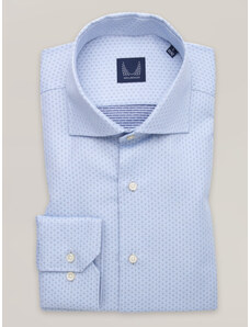 Willsoor Camisa slim fit para hombre en azul claro con lunares finos 16210