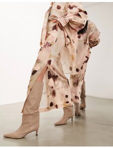 Falda larga beis de corte recto con estampado difuminado de ASOS EDITION (parte de un conjunto)-Multicolor