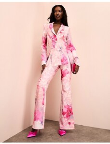 Pantalones de traje rosas con estampado floral de ASOS LUXE (parte de un conjunto)-Multicolor