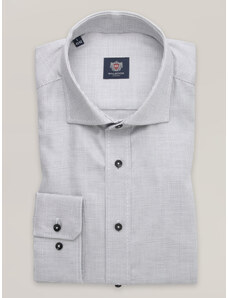 Willsoor Camisa clásica para hombre en gris claro con un pequeño estampado de cuadros 16255