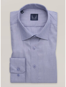 Willsoor Camisa slim-fit en azul para hombre con estampado liso 16256