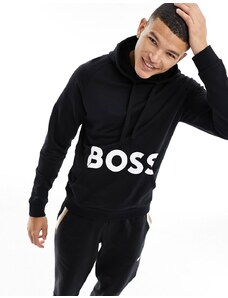 Sudadera negra con capucha y logo estampado de BOSS Bodywear-Negro
