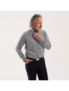 Willsoor Camisa slim fit color gris con cuello abotonado para hombre 15966