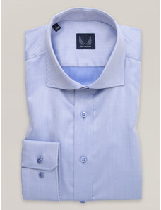 Willsoor Camisa slim-fit intemporal en azul claro con cuello italiano 16502