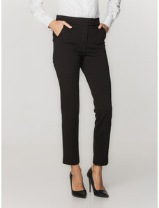 Willsoor Pantalones elegantes para mujer con pliegue prensado en negro 16509
