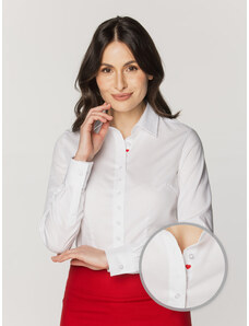 Willsoor Camisa blanca para mujer con pequeño corazón bordado 16522