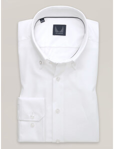 Willsoor Camisa slim-fit blanca para hombre con cuello abotonado 16517