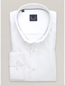 Willsoor Camisa clásica blanca para hombre con estampado liso 16519