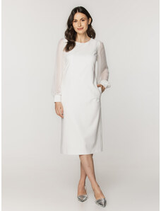 Willsoor Elegante vestido blanco para mujer con mangas transparentes 16523