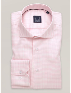 Willsoor Camisa slim-fit rosa para hombre a cuadros con cuello italiano 16533
