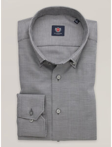 Willsoor Camisa slim-fit para hombre con estampado pepito pequeño en gris y blanco 16534