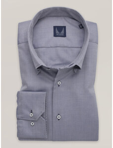 Willsoor Camisa slim-fit para hombre con estampado geométrico pequeño en azul oscuro 16539
