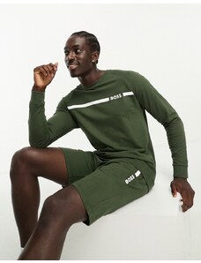 Sudadera caqui con detalle de banda de BOSS Bodywear-Verde