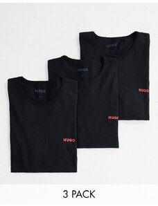 Hugo Red Pack de 3 camisetas negras de manga larga de HUGO Boss-Negro