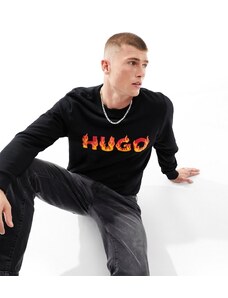 Hugo Red Sudadera negra con logo de llamas Ditmo de HUGO-Negro