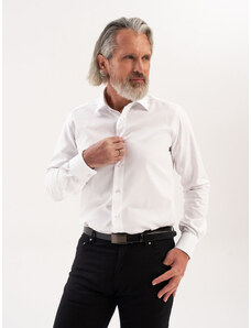 Willsoor Camisa slim-fit atemporal para hombre en blanco 16230