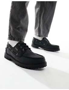 Zapatos náuticos negros de cuero Basalt de Barbour