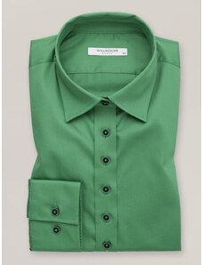 Willsoor Camisa verde elegante para mujer con cuello clásico 16597