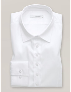 Willsoor Camisa para mujer en color blanco elegante con cuello clásico 16596
