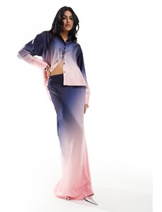 Falda larga con diseño degradado de satén de Style Cheat (parte de un conjunto)-Multicolor