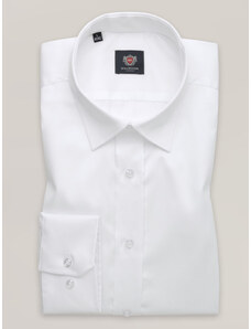 Willsoor Camisa elegante slim-fit en blanco para hombre con cuello y botones ocultos 16592