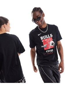 Camiseta negra unisex con logo de los Chicago Bulls de la NBA de Nike Basketball-Negro