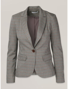 Willsoor Elegante blazer para mujer con estampado de pepitos en gris y marrón 16610