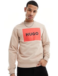 Hugo Red Sudadera beis con recuadro del logo Duragol222 de HUGO-Beis neutro