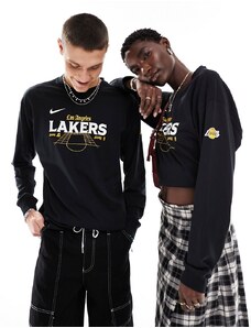 Camiseta negra unisex de manga larga con estampado gráfico de los LA Lakers de la NBA de Nike Basketball-Negro