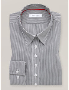 Willsoor Camisa elegante para mujer a rayas y cuello con botones ocultos 16650