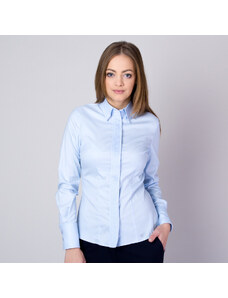 Willsoor Camisa elegante para mujer en color azul claro y cuello con botones ocultos TALLA LARGA 16655