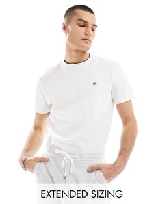 Camiseta blanca con logo de escudo y ribetes de piqué de GANT-Blanco