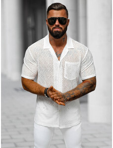 Camisa de hombre con manga corta blanca OZONEE O/3C316