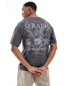 Camiseta gris extragrande con estampado "Seraph" en la espalda de ADPT