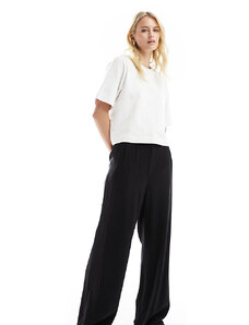 ASOS Tall Pantalones negros de talle alto y detalle de costuras de mezcla de lino de ASOS DESIGN Tall