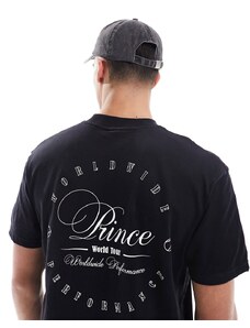 Camiseta negra con estampado gráfico vintage de Prince-Negro
