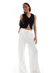 Pantalones blancos sueltos de mezcla de lino de JDY Tall