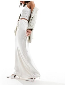 Falda larga color crema con cordón ajustable en la cintura de satén de 4th & Reckless-Blanco